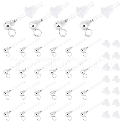 DICOSMETIC 50Pcs Transparent Painless Prevent Allergy Resin Stud Earring Findings with Stainless Steel Findings KY-DC0001-03-1