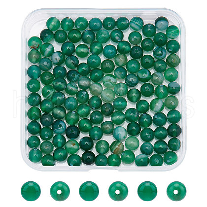 AHADERMAKER 120Pcs Natural Striped Agate/Banded Agate Bead Strands G-GA0001-53-1