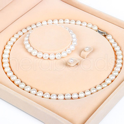 Mother's Day Jewellery Natural Freshwater Pearl Beaded Necklace & Bracelets & Earrings Sets for Women WGE4EAE-03-1