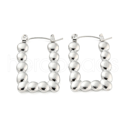 Rectangle Bubble 304 Stainless Steel Hoop Earrings for Women EJEW-C067-09P-1