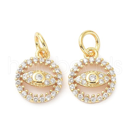 Brass Cubic Zirconia Charms ZIRC-C022-11G-1