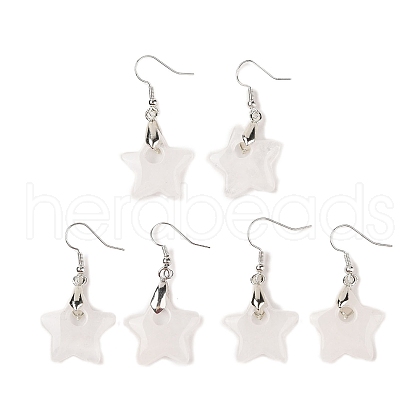 Natutal Quartz Crystal Dangle Earrings EJEW-F343-C06-1