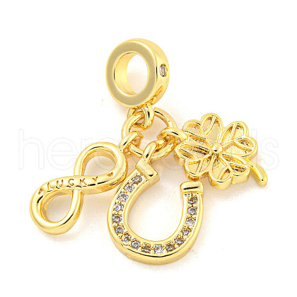 Rack Plating Brass Micro Pave Cubic Zirconia European Dangle Charms KK-P270-02B-G-1