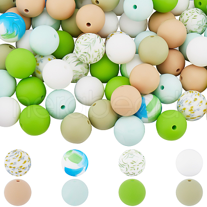 SUNNYCLUE 8 Styles Silicone Focal Beads SIL-SC0002-21-1