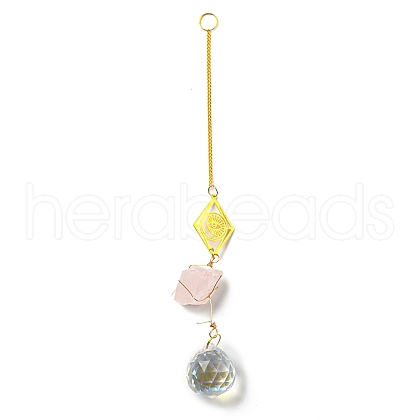 Wire Wrapped Nuggets Natural Quartz Crystal Pendant Decorations HJEW-C008-01B-G-1