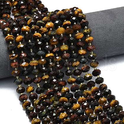 3-Color Dyed Natural Tiger Eye Beads Strands G-P573-A36-01-1