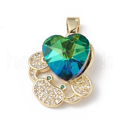 Rack Plating Brass Micro Pave Cubic Zirconia Pendants KK-C015-01G-06-1