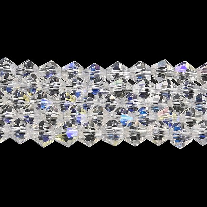 Transparent Electroplate Glass Beads Strands EGLA-A039-T6mm-L13-1