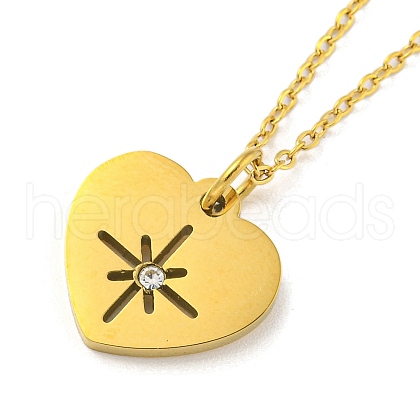 304 Stainless Steel Pendant Necklaces NJEW-M099-01C-G-1