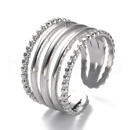 Non-Tarnish 304 Stainless Steel Open Cuff Ring Jewelry for Woman RJEW-B047-02P-1