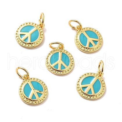 Rack Plating Brass Enamel Pendants KK-M230-17G-1