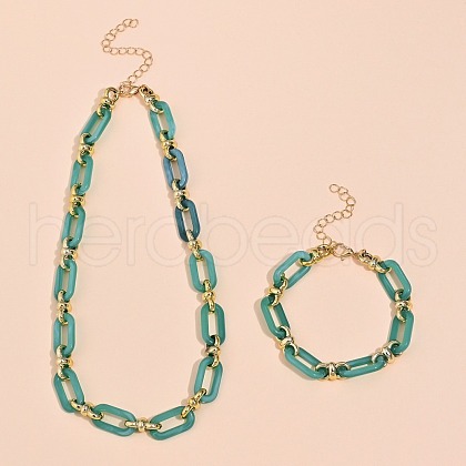 Plastic Oval Link Chain Necklaces & Bracelets Sets FS-WG8E7F5-01-1