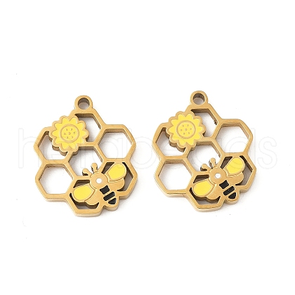 304 Stainless Steel Enamel Pendants STAS-R168-14G-1