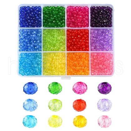 2016Pcs 12 Colors Transparent Acrylic Beads TACR-YW0001-61-1