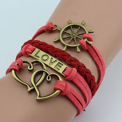 PU Leather & Hemp Cord Multi-strand Bracelets WG4AB3D-04-1