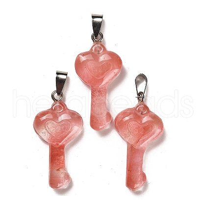 Cherry Quartz Glass Pendants G-M424-01P-03-1