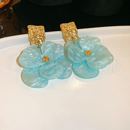 Flower Alloy Acrylic Dangle Stud Earrings FS-WG82D7C-04-1