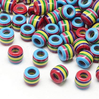 Opaque Stripe Resin European Beads RESI-S344-04-1