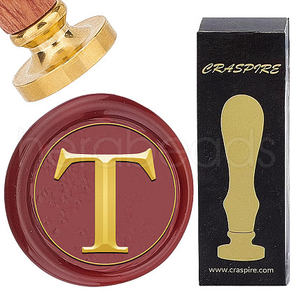 Brass Wax Seal Stamp with Wood Handle AJEW-WH0412-0315-1