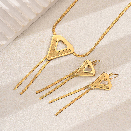 Vintage Style Stainless Steel Triangle Tassel Earrings & Necklaces Sets for Women Party SQ0864-1