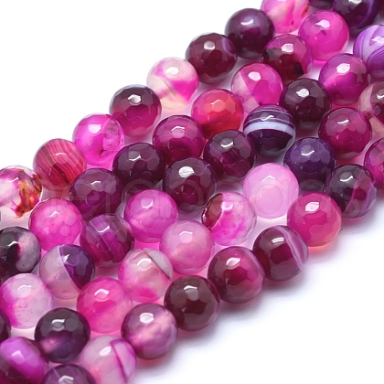 Natural Striped Agate/Banded Agate Beads G-J371-09-8mm-1