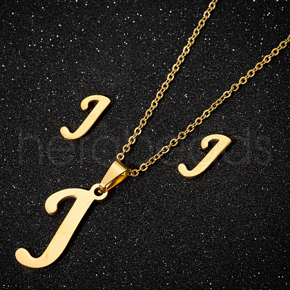201 Stainless Steel Pendant Necklaces & Stud Earrings Sets WG00841-12-1