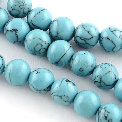Synthetical Turquoise Gemstone Round Bead Strands TURQ-R035-8mm-03-1
