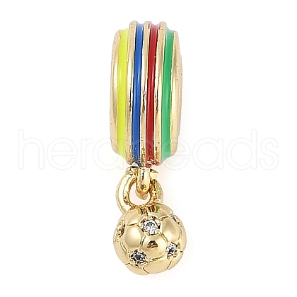 Rack Plating Brass Micro Pave Clear Cubic Zirconia European Dangle Charms KK-P287-22G-1