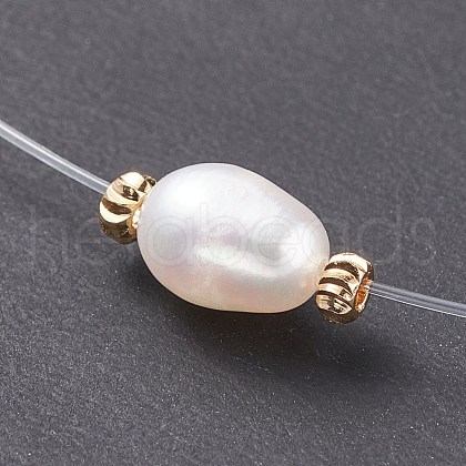 Mother's Day Jewellery Natural Pearl Pendant Necklace with Nylon Wire for Women NJEW-JN03828-1