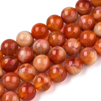 Glass Round Beads Strands X-GLAA-M044-01O-1