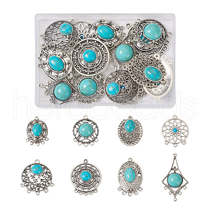 16Pcs 8 Styles Tibetan Style Alloy Chandelier Components FIND-TA0001-91-1