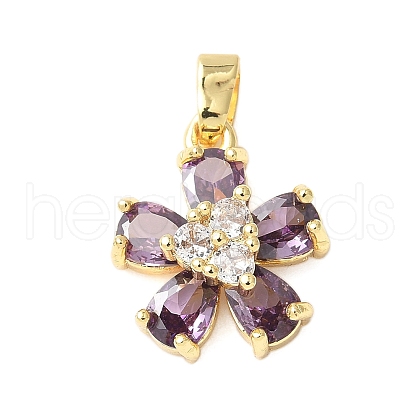 Brass Micro Pave Cubic Zirconia Pendants KK-D357-12B-G-1