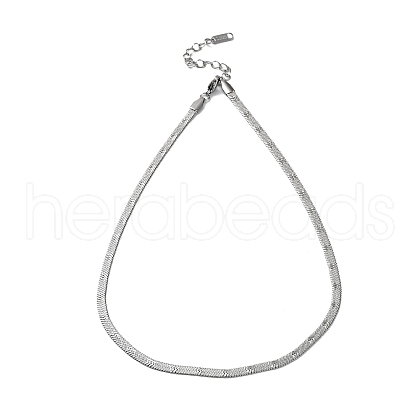 304 Stainless Steel Herringbone Chain Necklace NJEW-D045-10P-1