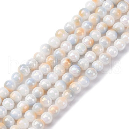 Pearlized Handmade Lampwork Beads Strands LAMP-R020-04C-1