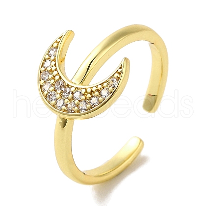 Rack Plating Brass Micro Pave Cubic Zirconia Cuff Rings RJEW-H228-09G-1