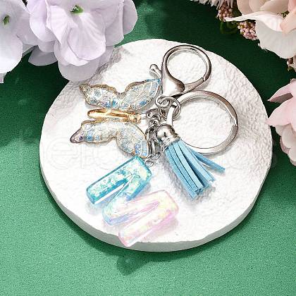 26Pcs Transparent Epoxy Resin & Transparent Acrylic & Faux Suede Tassel Keychain KEYC-JKC01202-13-1