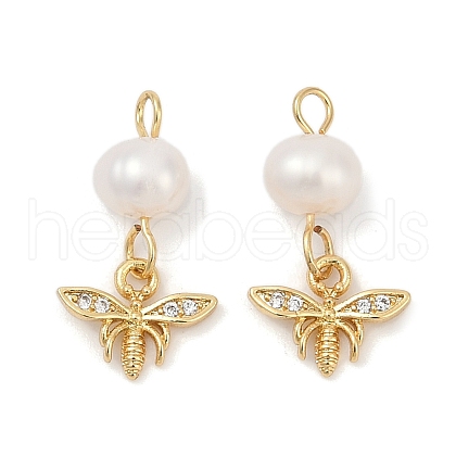 Brass Pearl Pendants KK-U062-11G-1
