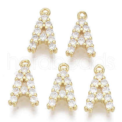 Brass Micro Pave Cubic Zirconia Charms X-KK-T060-05-A-G-NF-1