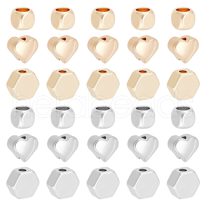 BENECREAT 48Pcs 6 Styles Brass Spacer Beads KK-BC0013-36-1