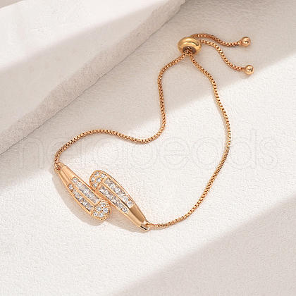 Brass Micro Pave Clear Cubic Zirconia Slider Bracelets IW9217-1