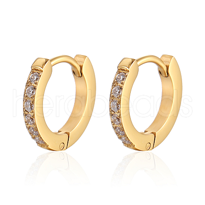 Stainless Steel Stud Earrings with Cubic Zirconia for Women EW0566-1-1