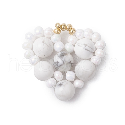 Natural Howlite Love Heart Valentine's Day Pendants PALLOY-MZ00348-03-1