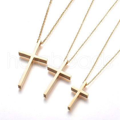 304 Stainless Steel Pendant Necklaces STAS-I099-16-G-1