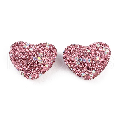 Heart Shaped Polymer Clay Rhinestone Beads CLAY-NH0002-01A-1