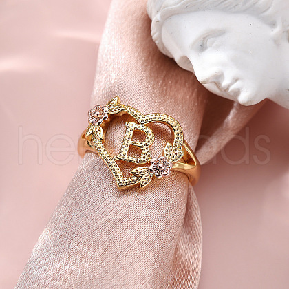 Heart with Flower Hollow Out Brass Finger Rings FS-WG99C3E-28-1