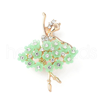 Ballet Dancer Girl Alloy Resin Brooches for Backpack Clothes JEWB-M068-01G-02-1