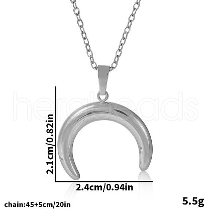 Stainless Steel Double Horn Pendant Necklaces Women Fashion Minimalist Design Jewelry RC6919-1-1