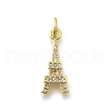 Brass Micro Pave Clear Cubic Zirconia Pendants KK-F899-13G-1