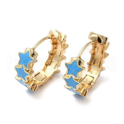 Star Real 18K Gold Plated Brass Hoop Earrings EJEW-L268-013G-06-1