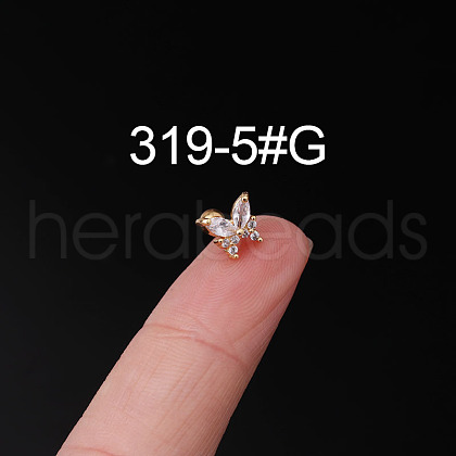 316L Surgical Stainless Steel Clear Cubic Zirconia Cartilage Earrings WG107EC-13-1